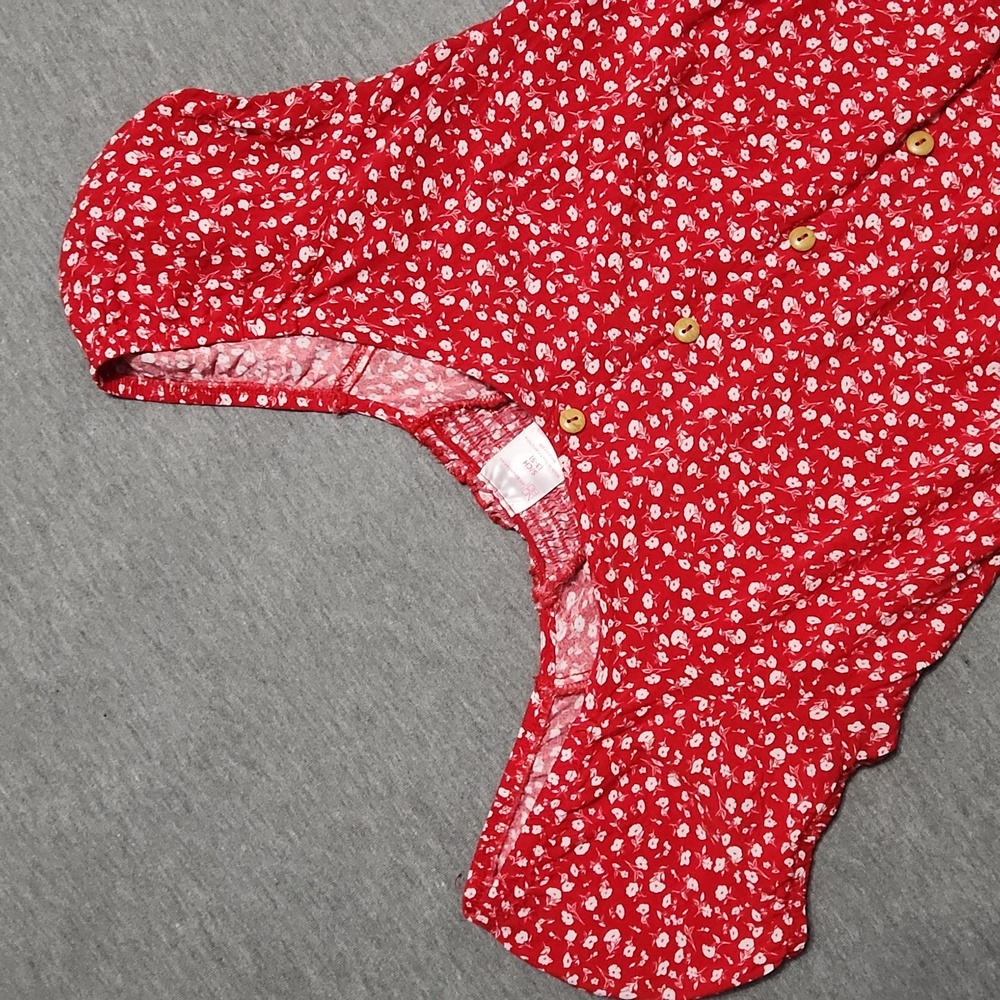 🔴 🆓️ FREE* No Boundaries Floral Crop Puff Sleeve Peasant Blouse Top Shirt - Picture 3 of 11